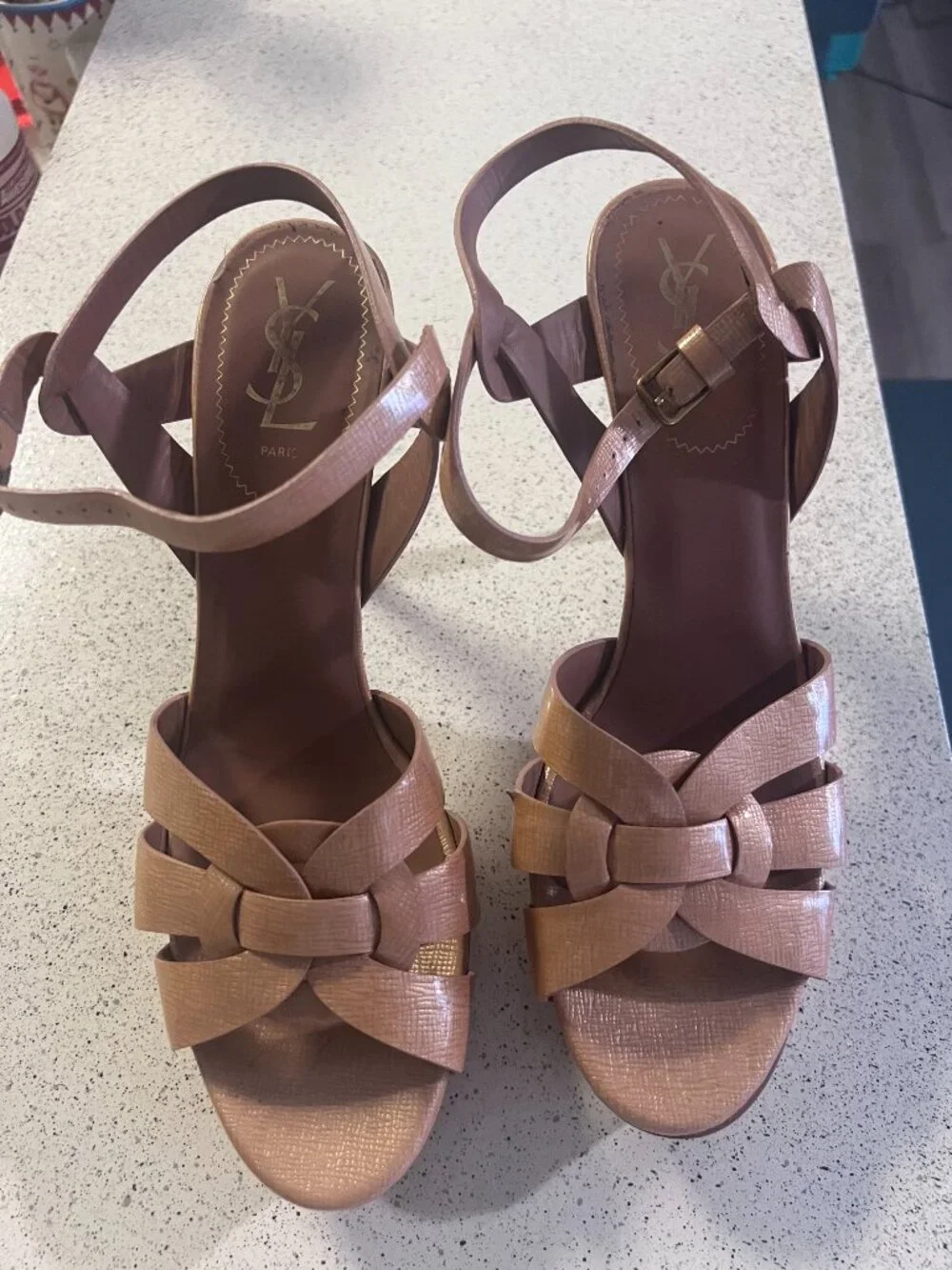 YSL Tribute Strappy Platform Sandals Size 11 / 41